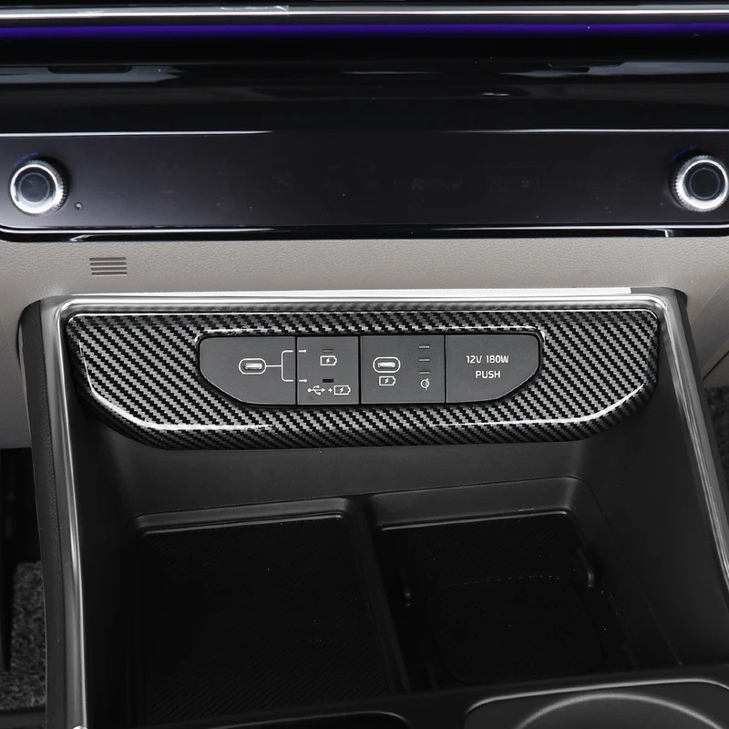 Dành Cho Xe KIA Carnival KA4 2025 2026 Xe Điều Chỉnh Sợi Carbon Hàng Trước USB Bảo Vệ Viền Phụ Kiện Nội Thất LHD
