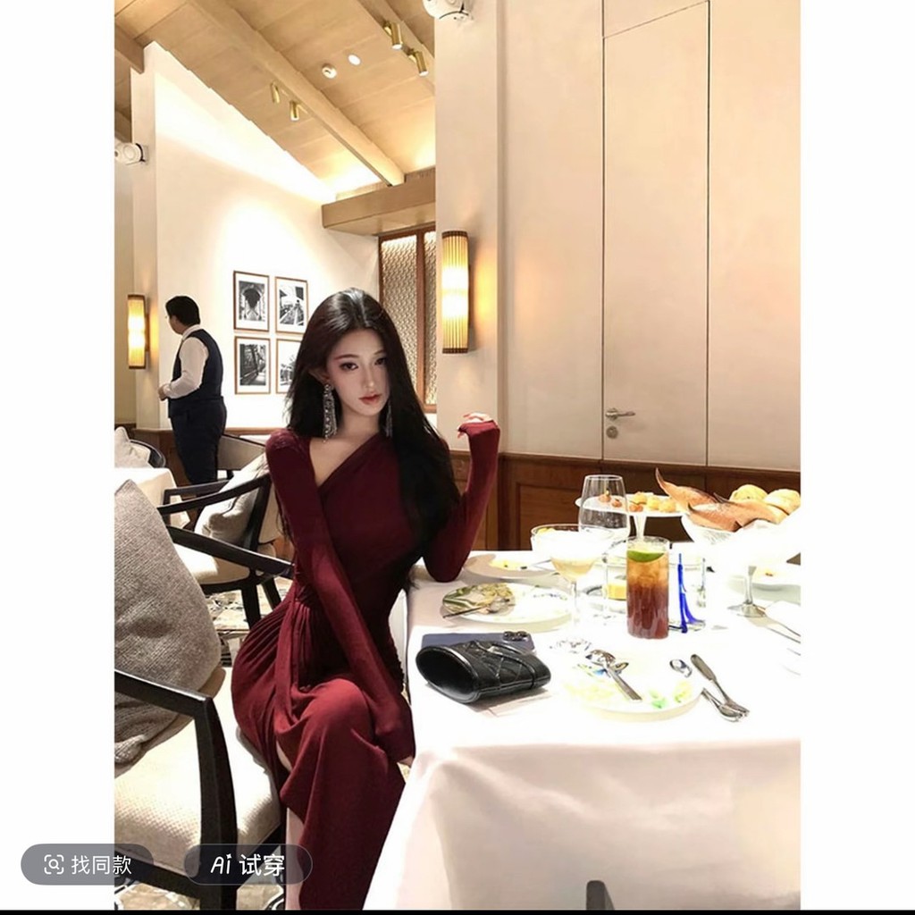 2026 Phiên Bản Hàn Quốc Thiết Kế Sense Royal Sister Style Slim-fit Slim-fit Phù Hợp Với Tính Khí Thời Trang Váy chữ a eo hẹp Nữ