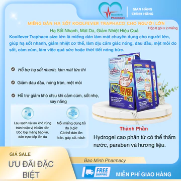 Miếng Dán Hạ Sốt Koolfever Traphaco Người Lớn – Hạ Sốt Nhanh, Mát Da, Giảm Nhiệt Hiệu Quả, Size Lớn