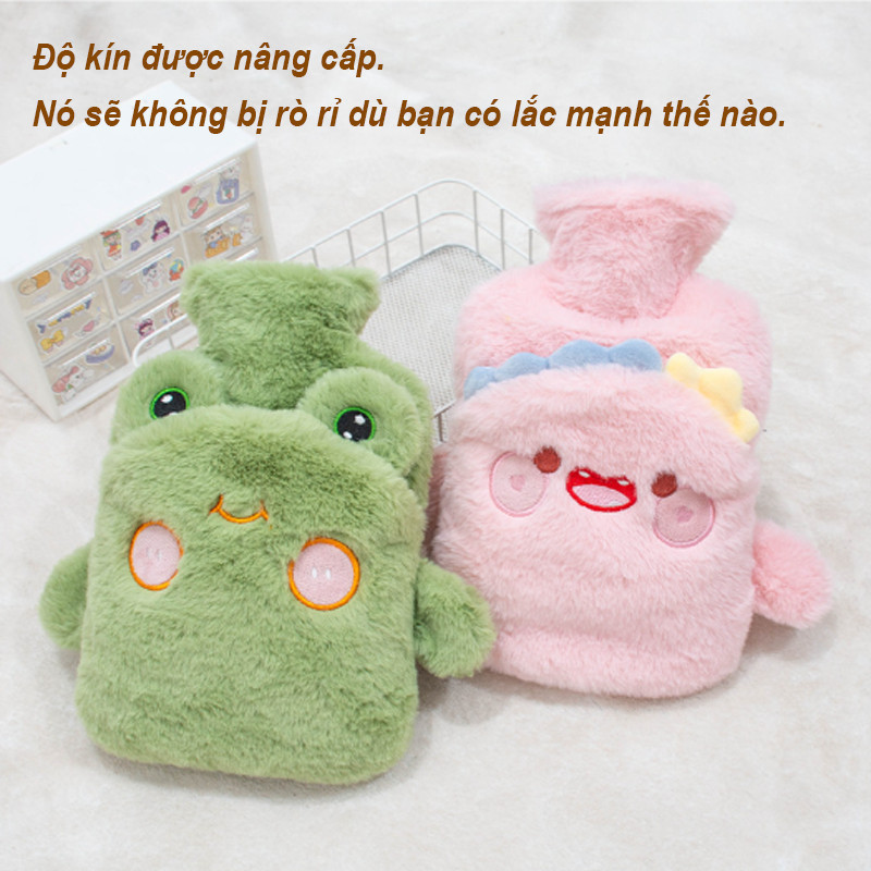 Túi Chườm Bụng Dễ Thương Cho Nữ - Dung Tích 1000ml, Vải Bông Mềm, Hình Thú Thêu Xinh, Giữ Nhiệt & Giảm Đau Bụng Kinh