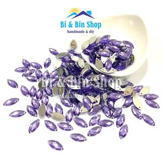 144 Viên Đá Kết Nhựa Lá Me 7x15mm Đính Kết Trang Phục Làm Phụ Kiện Thời Trang