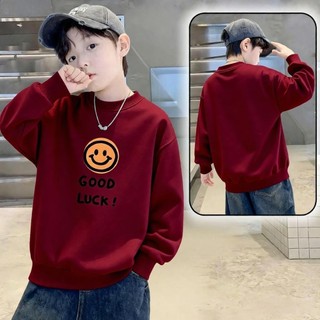 Áo sweatshirt dài tay, mỏng, đa năng, dáng rộng, cổ tròn, in một hoặc hai mặt, thời trang dành cho bé trai.