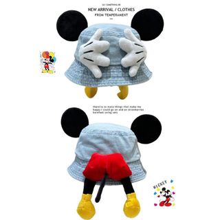 Mũ bucket Mickey cho bé – Chất liệu denim, tai to 3D đáng yêu, phong cách gia đình