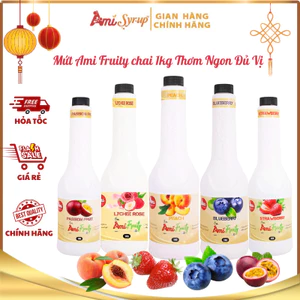 Mứt Ami Fruity chai 1kg hương vị trái cây tự nhiên, nguyên liệu pha chế hoàn hảo