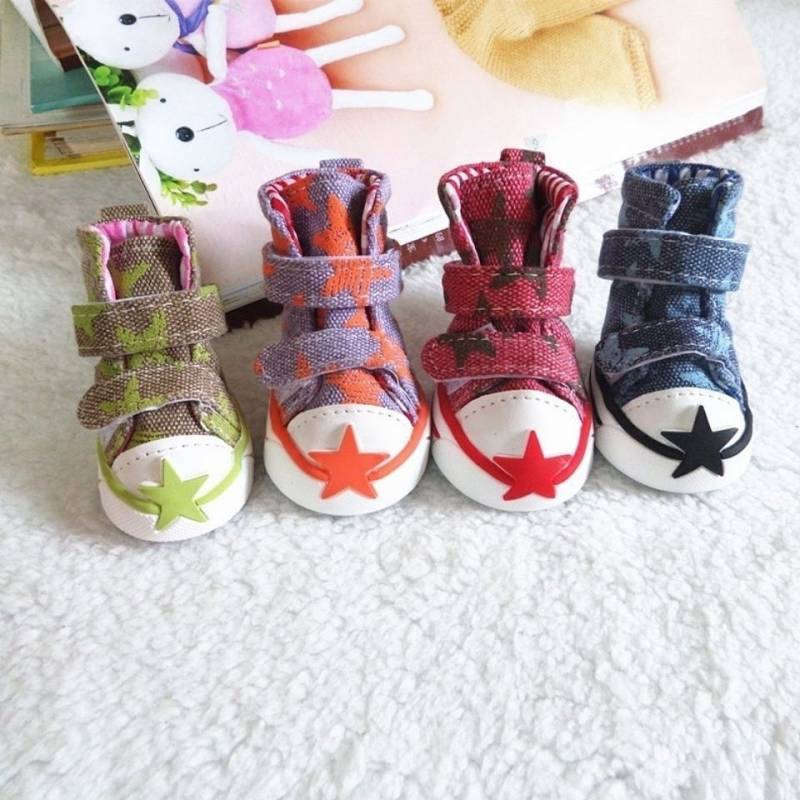 【Ready Stock】 Puppy Dog Shoes Do Not Fall off Shoes for Four Seasons Teddy 4 Pets Bichon Small Dogs Denim Shoes Booties Waterproof Breathable 0khQ