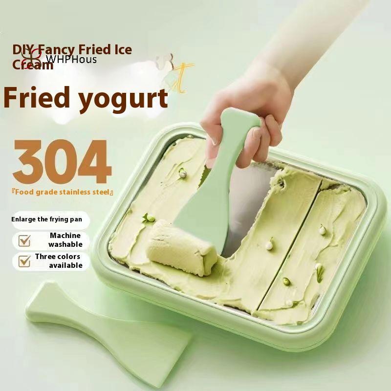 < WHPHous-t > Máy làm kem cuộn gia dụng Bánh Pudding sữa chua tự chế cho trẻ nhỏ bằng thép không gỉ Khuấy Khay đá chiên Máy chiên kem