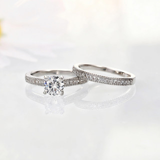 Bộ hai mảnh nhẫn bạc S925 zircon, thời trang đơn giản, phù hợp làm quà cưới