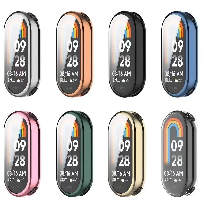 Đồng Hồ TPU Mạ Dành Cho Xiaomi band8 band9 band10 Vỏ Mềm + Phim Đồng Hồ Màn Hình Ốp Lưng Cho Xiaomi band 8 9 10 Tất Cả Xung Quanh Vỏ Bảo Vệ