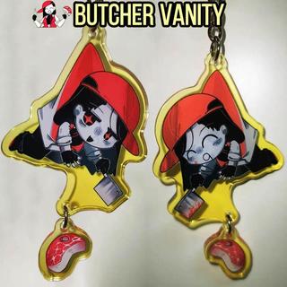 Anime Yi Xi Butcher Vanity Cosplay Keychain Acrylic Pendant Keyring Two-sided Key Chain Bag Accessories Halloween Orname