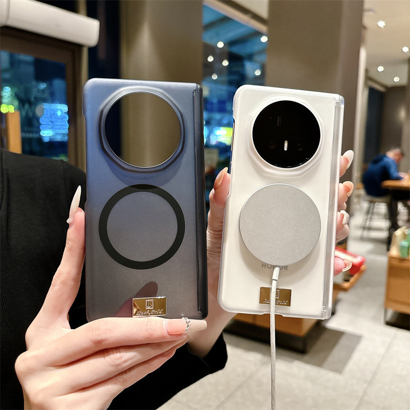 Ốp điện thoại trong suốt trục trung tâm từ tính mạnh mẽ cho Honor Magic V5 V3 V2 Vỏ chống sốc