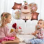 Sinh nhật Giáng sinh Trang trí tiệc Valentine | Bộ bóng bay lá Capibala 5 chiếc, hình tròn ngôi sao nhôm có thể tái sử dụng cho các sự kiện Tết Nguyên Đán