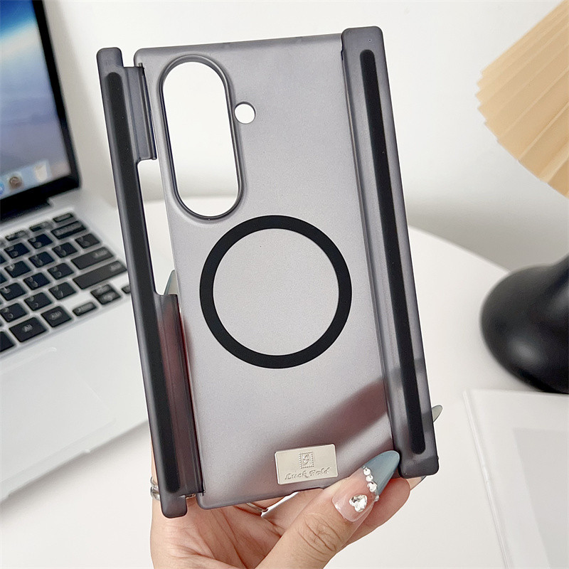 Ốp điện thoại PC bản lề kép từ tính mờ cho Samsung Galaxy Z TriFold Tri-Fold Ốp lưng nhựa hai trục mờ