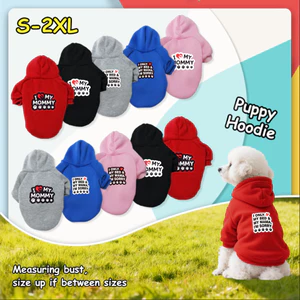 Size S-2XL: Áo nỉ có mũ trùm đầu cho thú cưng, tôi yêu giường và in phông chữ của mẹ, Có sẵn 5 màu. Mềm mại, thoải mái, ấm áp, có thể giặt được bằng máy và phù hợp cho tất cả các giống chó nhỏ.