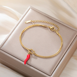 Vòng tay cornicello nam làm từ thép không gỉ, mang lại may mắn và bảo vệ