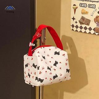 ELBBKG Dễ Thương Bla Anh Đào Nơ In Túi Đựng Mỹ Phẩm Cầm Tay Dung Tích Cao Du Lịch Di Động Đồ Lặt Vặt Túi Bảo Quản Túi Trang Điểm Thời Trang Quà Tặng Mới
