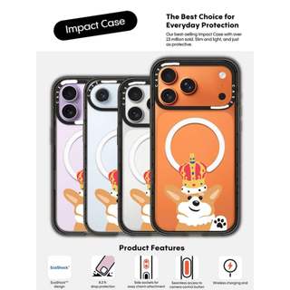 CASECASE X Crown Corgi Black Edge Clear Hard Từ Hút Tác Động Dành Cho Apple IPhone 12 13 14 15 16 17 Pro Max Air Plus Có Hộp