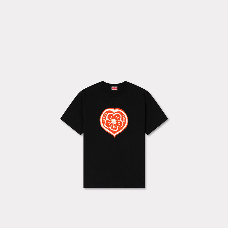 XS-3XL Phong Cách Tự Do Cao Cấp Áo Sơ Mi KENIZO Haitang Hoa Cổ Điển In Hình 100% Cotton Cổ Tròn Áo Thun Unisex