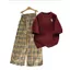 Quần kẻ caro vàng dài 95cm+ và áo phông ngựa cotton su -quanaao94