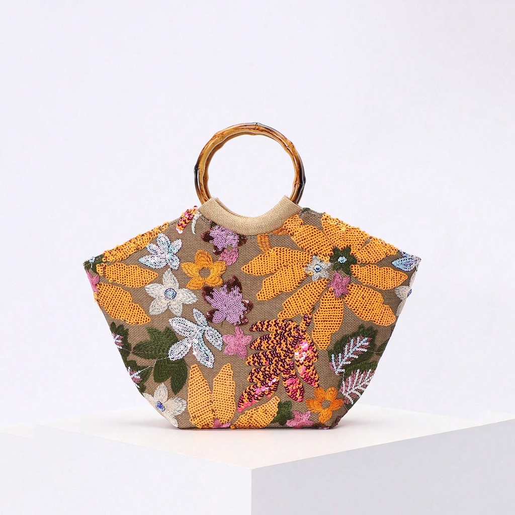 Túi xách nữ trang trí hoa nhẹ nhàng sequin phong cách Trung Quốc mới