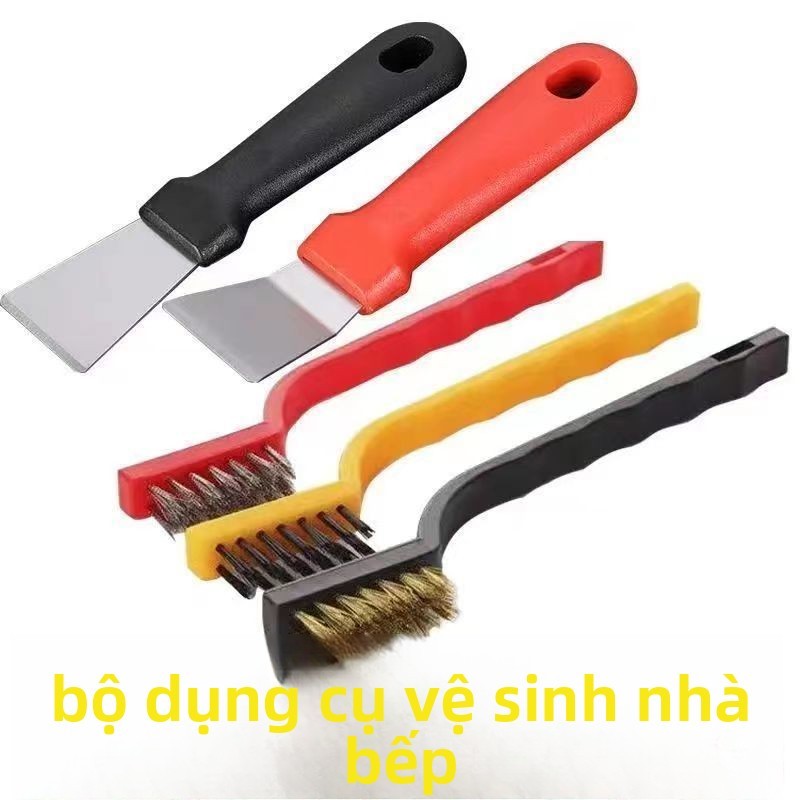 [Phong cách mới] Bếp Gas gia dụng Bàn chải làm sạch bồn rửa động cơ dầu Bộ 5 món Loại bỏ bụi bẩn mạnh mẽ 6TLON