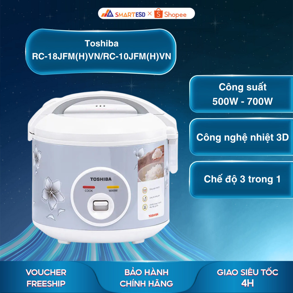 [KOL/KOC] Nồi cơm điện Toshiba RC-18JFM(H)VN 1.8L - 700W - Bảo hành chính hãng 12 tháng