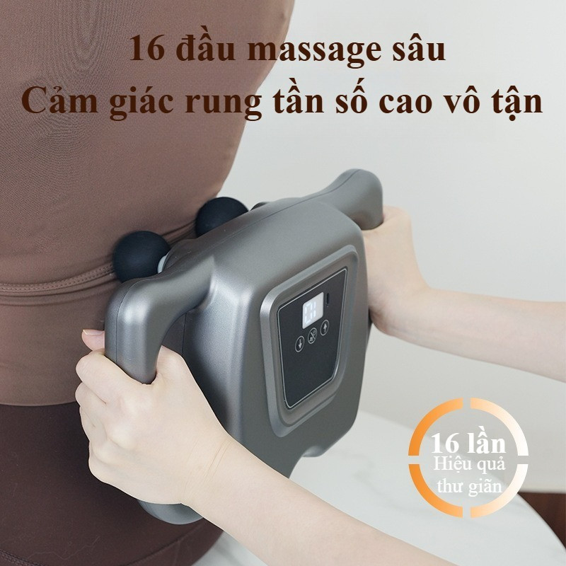 【Súng Mát Xa 16 Đầu】Giải Phóng Căng Thẳng, Massage Tần Số Cao Cho Vùng Cơ Lưng, Chân, Cổ
