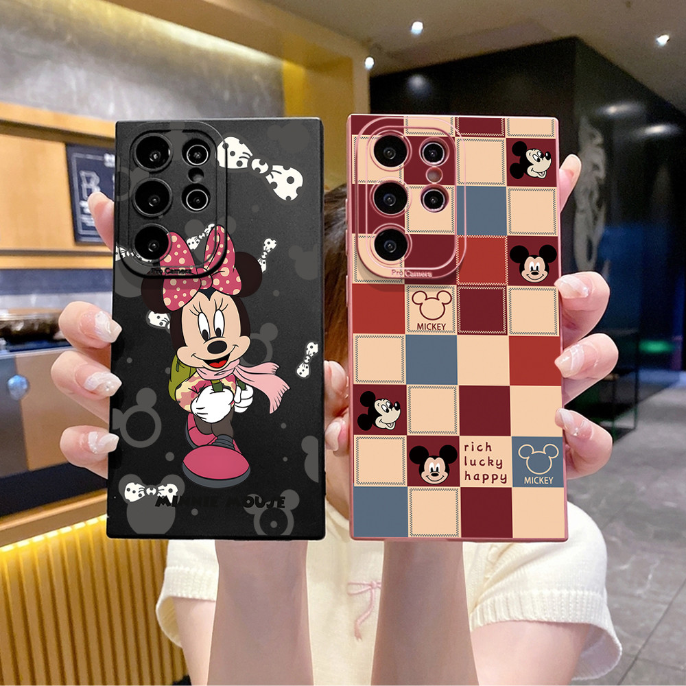 Tương thích với Samsung Galaxy S26 S25 S24 S23 Ultra S22 Plus S21 FE Kẻ sọc Mickey Minnie Vỏ bảo vệ ống kính