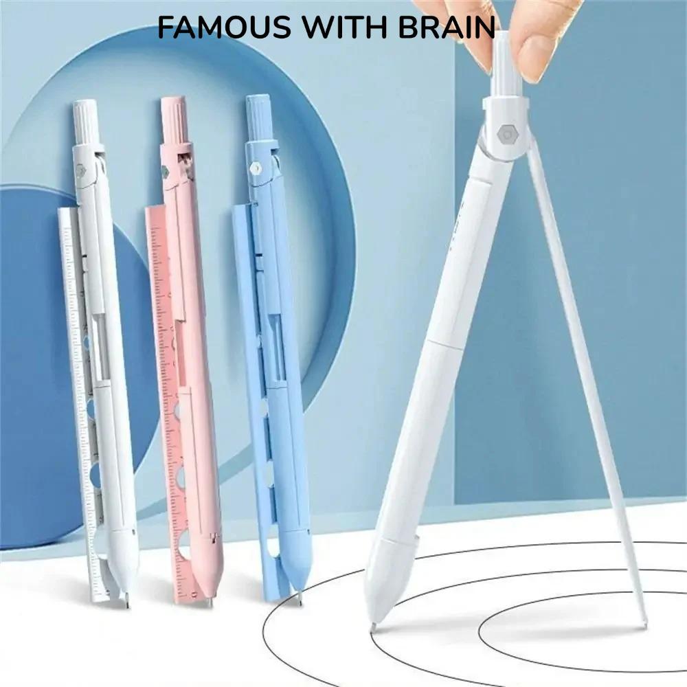 FAMOUS VỚI BRAIN Compass Pencil Ruler, Thước đo văn phòng phẩm Thước đo ...