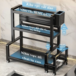 Kệ Gia Vị Đa Năng 2/3 Tầng, Để Bát Đũa Dao Thớt, Soong Nồi Tiện Dụng