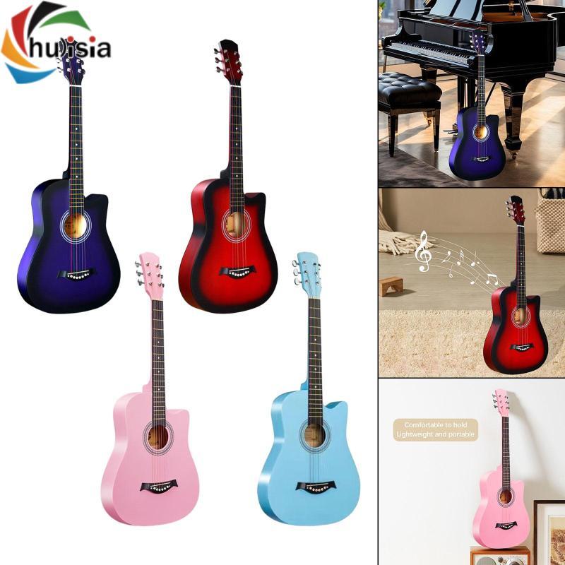 Chalisia 38 '' Đàn Guitar Gỗ Acoustic Người Mới Bắt Đầu Dễ Dàng Giữ Trẻ Em Học Tập 6 Dây Đàn Guitar Dân Gian Nhạc Cụ Cho Gigs Quà Tặng Mọi lứa tuổi