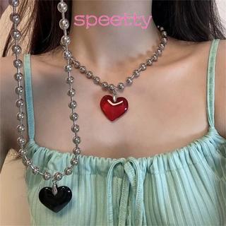 Vòng cổ Speetty mặt dây chuyền trái tim đỏ, phong cách thời trang dành cho nữ