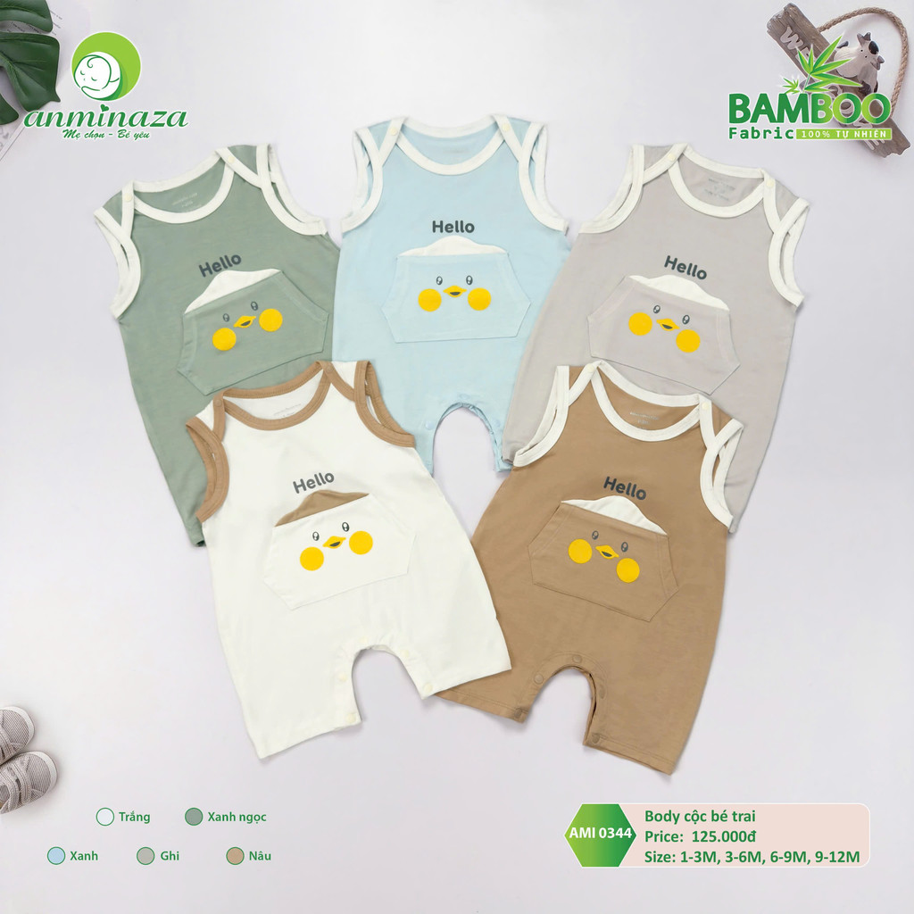 Body Đùi Sát Nách Bé Trai Anminaza Vải Sợi Tre Petit Mềm Mại Thấm Hút - Hàng Chính Hãng AMI0344