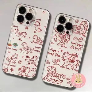 Năm Mới Happy Horse Ốp Lưng Điện Thoại Xiaomi Poco M8 F8 X7 Pro F7 Ultra M7 Plus F6 M6 X6 M5 M5S M4 X5 X4 X3 GT NFC M3 Pro X2 4G 5G Vỏ Dễ Thương Đường Pony Chúc May Mắn Trong Suốt Vỏ mềm