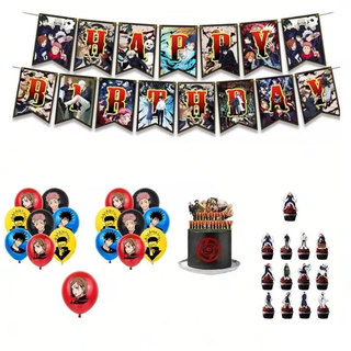 Jujutsu Kaisen Theme kids birthday party decorations banner cake topper balloon set