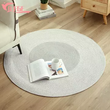 Thảm trải sàn tròn DFGF, Thảm dệt dây Cotton chống trượt bằng tay, Thảm trải sàn kiểu dáng tự nhiên mềm mại Thảm trải sàn phòng ngủ