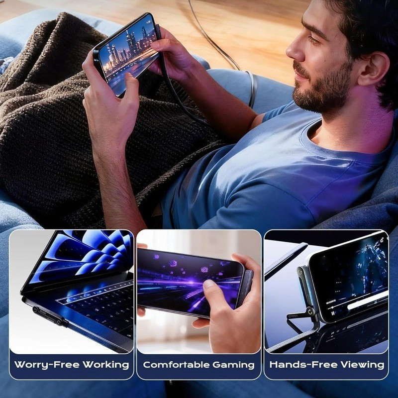 90° Thiết kế uốn cong để chơi game thoải mái, Cáp sạc USB C có chân đế Sạc nhanh 240W PD, Truyền dữ liệu 480Mbps & Giá đỡ có thể thu vào để xem văn phòng / phim, bền bỉ