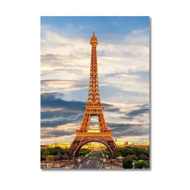 Paris Tháp Eiffel Tranh Canvas Bốn Mùa - Nghệ Thuật Phong Cảnh Pháp Nổi Tiếng Trang Trí Tường Nhà Poster Canvas