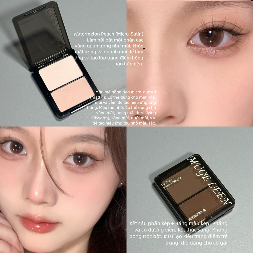 Palette Tạo Khối, Đánh Sáng & Má Hồng 3 Trong 1 - Phấn Lì Nhẹ Mặt, Cho Gương Mặt Sắc Nét Tự Nhiên