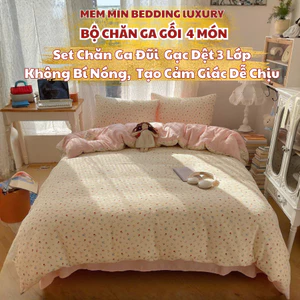 Bộ Chăn Ga Gối Đũi Gạc Dệt Cao Cấp Mang Lại cảm Giác Dễ Chịu Khi Sử Dụng - MemMinbedding