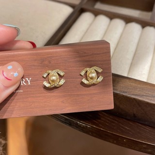 Bông Tai Bạc 925 Kim Chữ Thập Champagne Ngọc Trai Zircon - Phong Cách Hàn Quốc, Thời Trang Cổ Điển