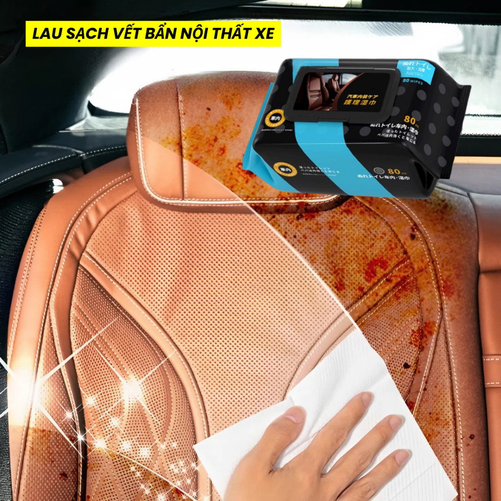 Khăn Ướt Lau Vệ Sinh Nội Thất Ô Tô, Làm Sạch Ghế Ô Tô, Dưỡng Bóng, Lau Sofa Giày Da Túi Da