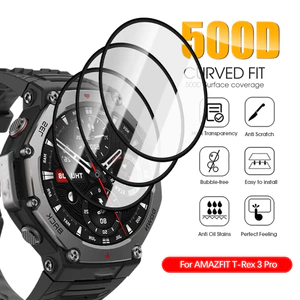 10 Miếng Dán Bảo Vệ Màn Hình Thể Thao Ngoài Trời Cho Amazfit T-Rex 3 Pro | Phim tổng hợp PMMA có màn hình trong suốt pha lê, khung bảo vệ cạnh, chống nước