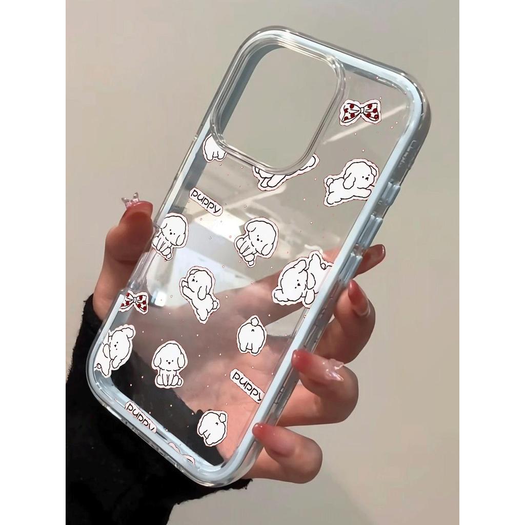 Bộ sưu tập chó trắng cho 16 trường hợp iPhone 17Air 3 trong 1 viền 14 13 11Pro