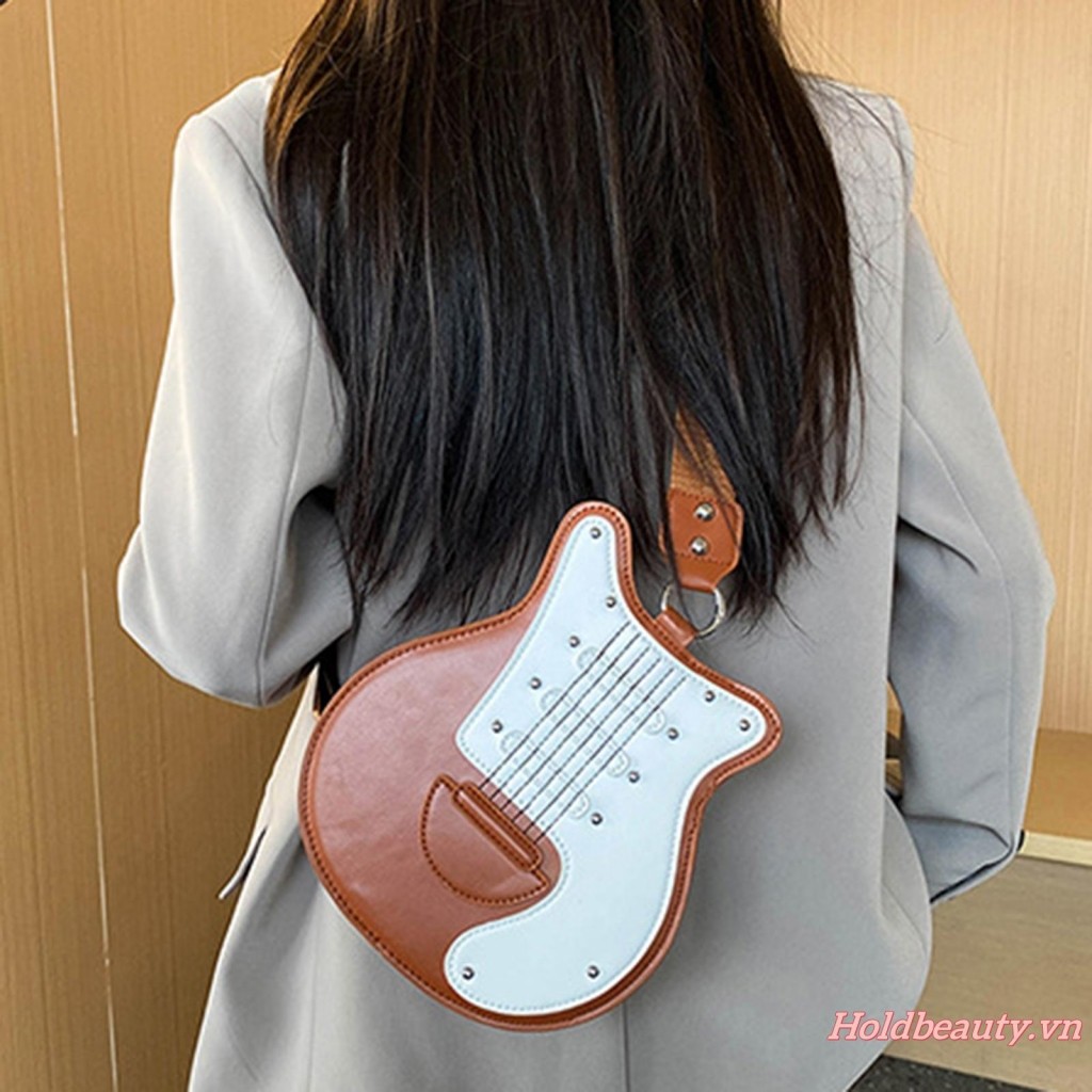 Túi đeo chéo nữ PU nhẹ Màu sắc tương phản hợp thời trang Túi đeo vai hình đàn Violin cho du lịch