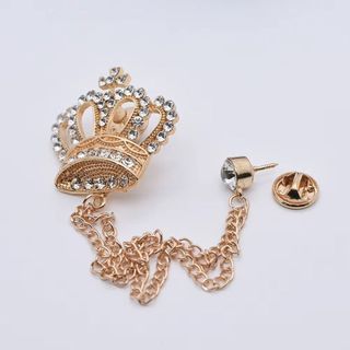 Dây xích thổ cẩm kim loại vintage với tua rua pha lê, phù hợp làm vương miện và ve áo