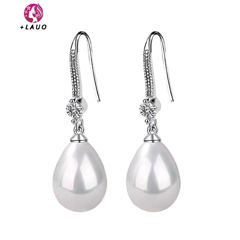 Trang sức nữ giọt nước ngọc trai đỏ trắng tròn, bông tai cưới sang trọng - quà tặng lễ tình nhân và đính hôn từ Springevenstar