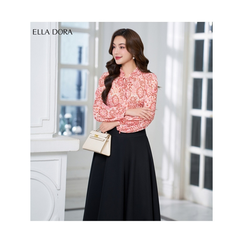 Chân váy xòe ELLA DORA dáng chữ A thiết kế phối khóa đồng thanh lịch phong cách công sở [CV150]