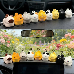 Funny Cat Car Center Console Đồ trang trí 9 cái / bộ Đứng Mèo Con Bảng Điều Khiển Màn Hình Chiếu Hậu Đồ Trang Trí Xe Ô Tô Các Bức Tượng Trang Trí