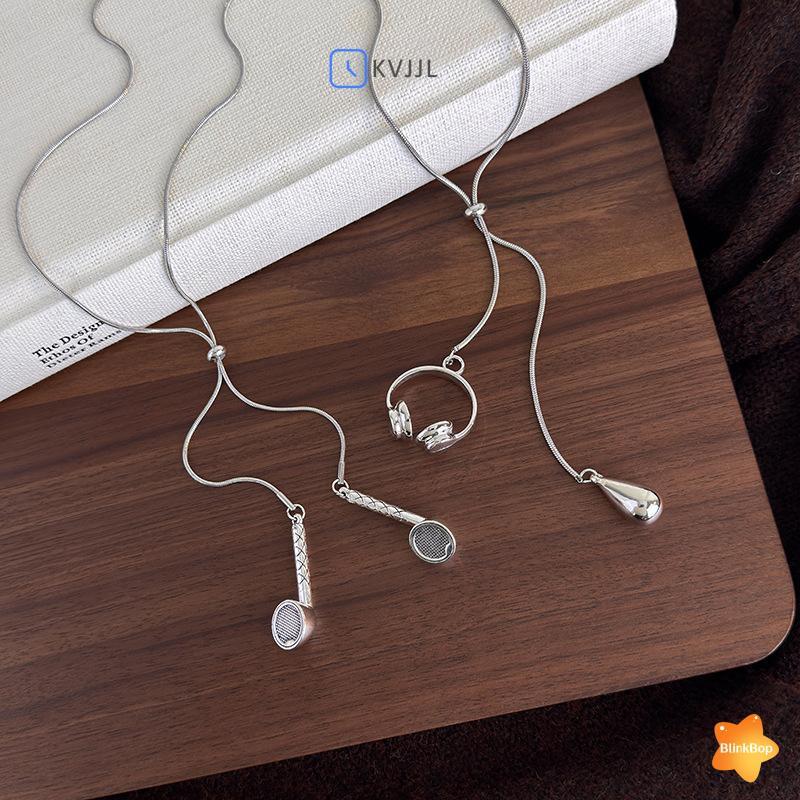 Tai nghe bạc mặt dây chuyền giọt nước phong cách INS đơn giản, phù hợp làm quà tặng