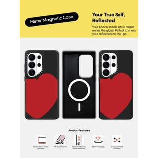 CASECASE X Vỏ Trái Tim Đỏ Màu Đen Mờ Hút Từ Tính Samsung Galaxy S26 Ultra S25 S24 S23 Ultra Plus Mặt Sau Cứng Có Hộp Khắc logov